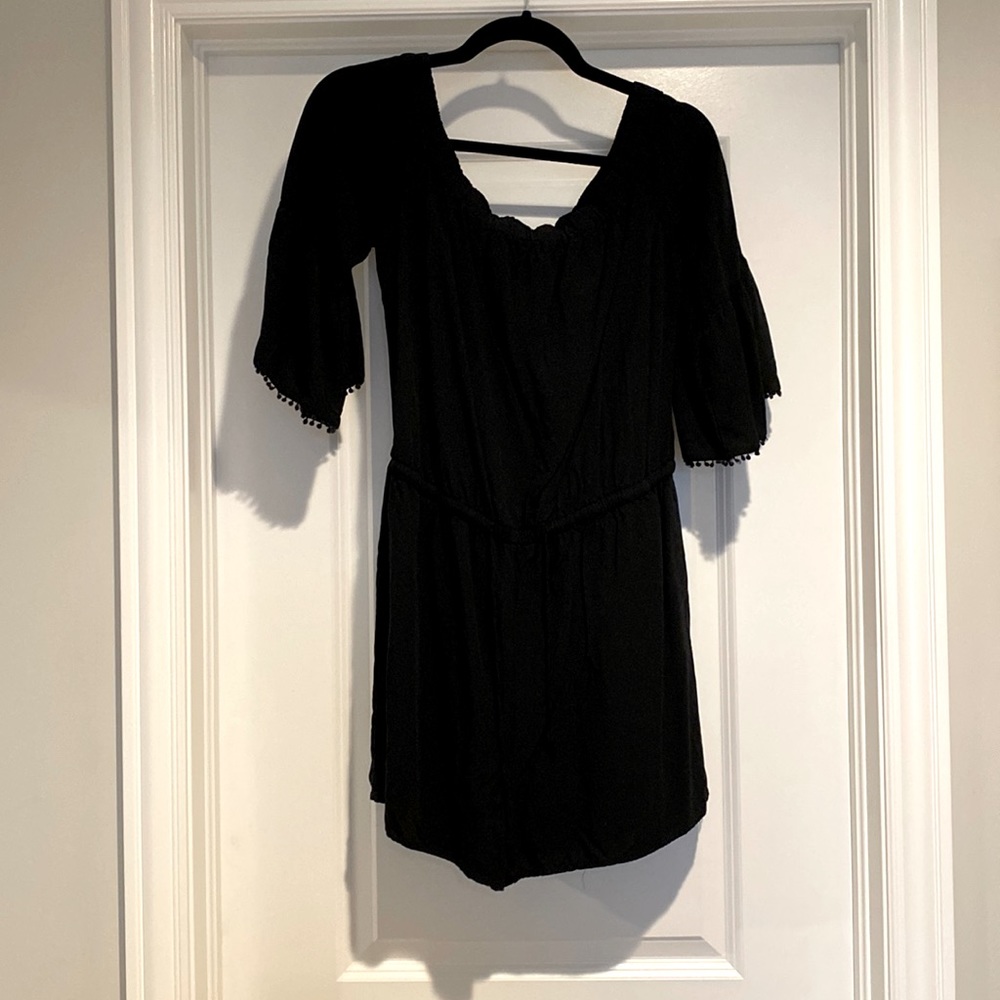 Black off-the-shoulder romper